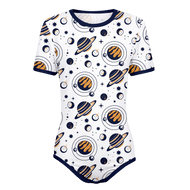 Adult Baby Boy Planets Blue and Gold Snap in the Crotch Onesie