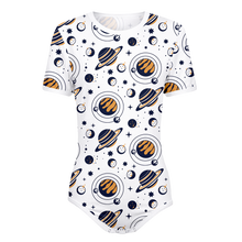 Adult Baby Boy Planets Blue and Gold Snap in the Crotch Onesie
