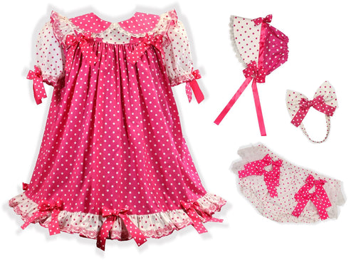 4XL 4pc Set Sissy Dress Rhumba Panties Bonnet Headband Sissy by Leanne's