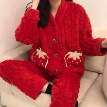 Fuzzy Warm Strawberry Winter Pajamas