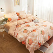 3 pc Sweet Peach Gingham and Ducky Bedding Set