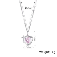 Sparkling Crystal Pink Heart Necklace