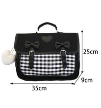 Gingham School Bag with Hearts and Bows