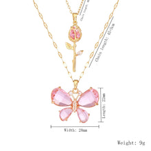 Enchanting Pink Butterfly & Rose Gold Necklace