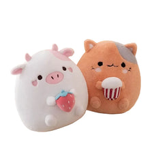 Strawberry Cow & Popcorn Cat Plushies