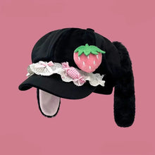 Kawaii Strawberry Bunny Ears Hat