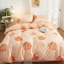3 pc Sweet Peach Gingham and Ducky Bedding Set