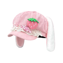 Kawaii Strawberry Bunny Ears Hat