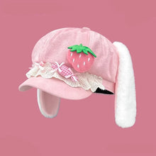 Kawaii Strawberry Bunny Ears Hat