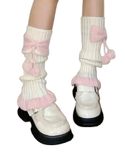 Pink Bow Plush Ball Leg Warmers
