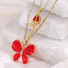 Enchanting Pink Butterfly & Rose Gold Necklace