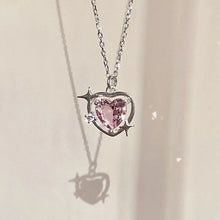 Sparkling Crystal Pink Heart Necklace