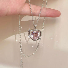 Sparkling Crystal Pink Heart Necklace