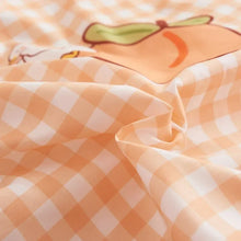 3 pc Sweet Peach Gingham and Ducky Bedding Set
