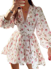 Spring Floral Long Sleeve Mini Dress