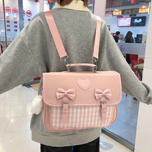 Gingham School Bag with Hearts and Bows
