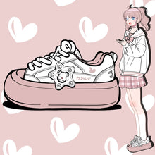 Pink & White Star Bear Chunky Sissy Sneakers