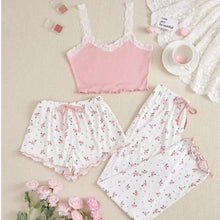 3 pc Pink & White Floral Pajamas Set
