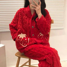 Fuzzy Warm Strawberry Winter Pajamas