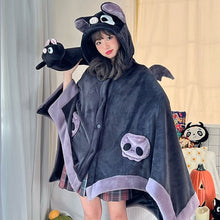 Plush Black Halloween Bat Cloak