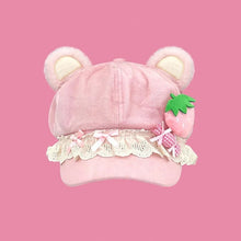 Kawaii Strawberry Bear Hat - Choose Color