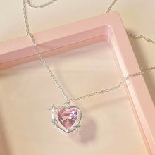 Sparkling Crystal Pink Heart Necklace