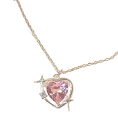 Sparkling Crystal Pink Heart Necklace