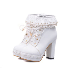 Lolita Lace Up Heart Ruffle Ankle Boots - 6 Colors