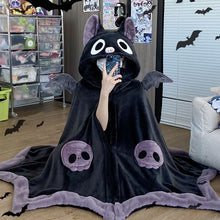 Plush Black Halloween Bat Cloak