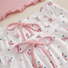 3 pc Pink & White Floral Pajamas Set