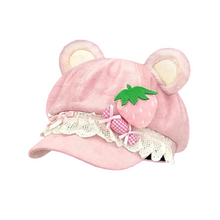 Kawaii Strawberry Bear Hat - Choose Color