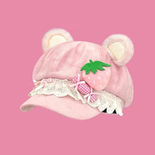 Kawaii Strawberry Bear Hat - Choose Color