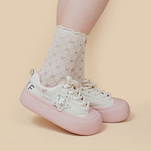 Pink & White Star Bear Chunky Sissy Sneakers