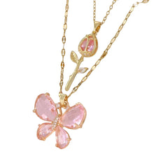 Enchanting Pink Butterfly & Rose Gold Necklace