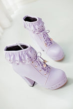 Lolita Lace Up Heart Ruffle Ankle Boots - 6 Colors