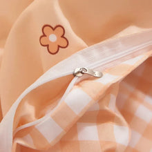 3 pc Sweet Peach Gingham and Ducky Bedding Set