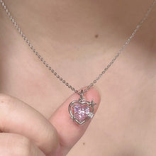 Sparkling Crystal Pink Heart Necklace