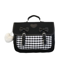 Gingham School Bag with Hearts and Bows