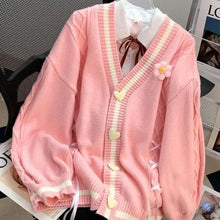 Coquette Sweater Heart Buttons Cardigan - 3 Colors