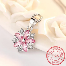 Pink Sakura Cherry Blossom Sterling Silver Necklace