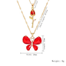 Enchanting Pink Butterfly & Rose Gold Necklace