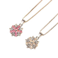 Pink Sakura Cherry Blossom Sterling Silver Necklace