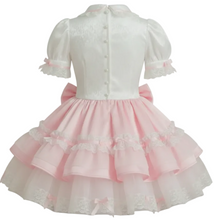 Sylvia Custom Fit White Velvet Pink Satin Chiffon Adult Sissy Dress by Leanne's