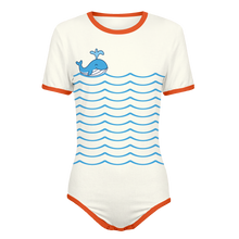 Adult Baby Whale and Waves Snap in the Crotch Onesie