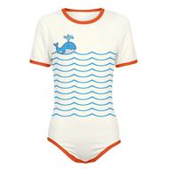 Adult Baby Whale and Waves Snap in the Crotch Onesie
