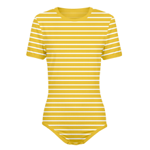 Adult Baby Horizontal White Stripes Snap in the Crotch Onesie