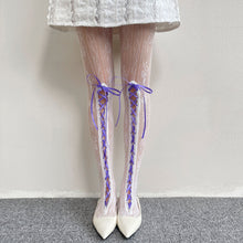 Sweet Lolita Ribbon Lace up Bows Lacy Pantyhose - 13 Colors