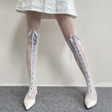 Sweet Lolita Ribbon Lace up Bows Lacy Pantyhose - 13 Colors