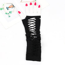 Black Gothic Fingerless Lace up Gloves