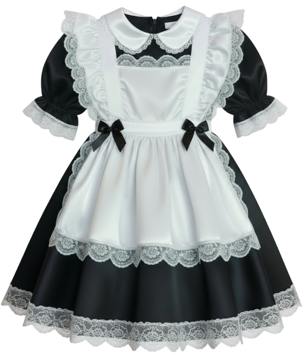 Black and white maid dress on a white background